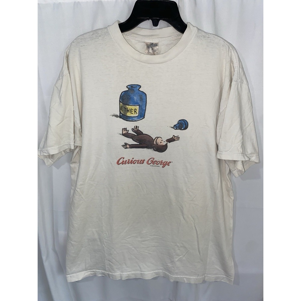 Vintage 1995 Curious George Ether Cronies T Shirt XL Made USA